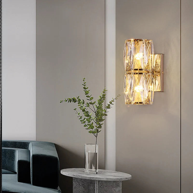 Light Luxury Crystal Wall Lamp Creative Villa Living Room TV Background Wall Lamp Network Red Modeling wall Bedroom Bedside Lamp