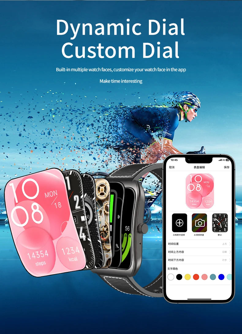 LAXASFIT Smart Watch 2.01-inch AMOLED Curved Display Bluetooth 5.4 Call Voice Assistant Fitness Sports Smartwatch Holiday gifts