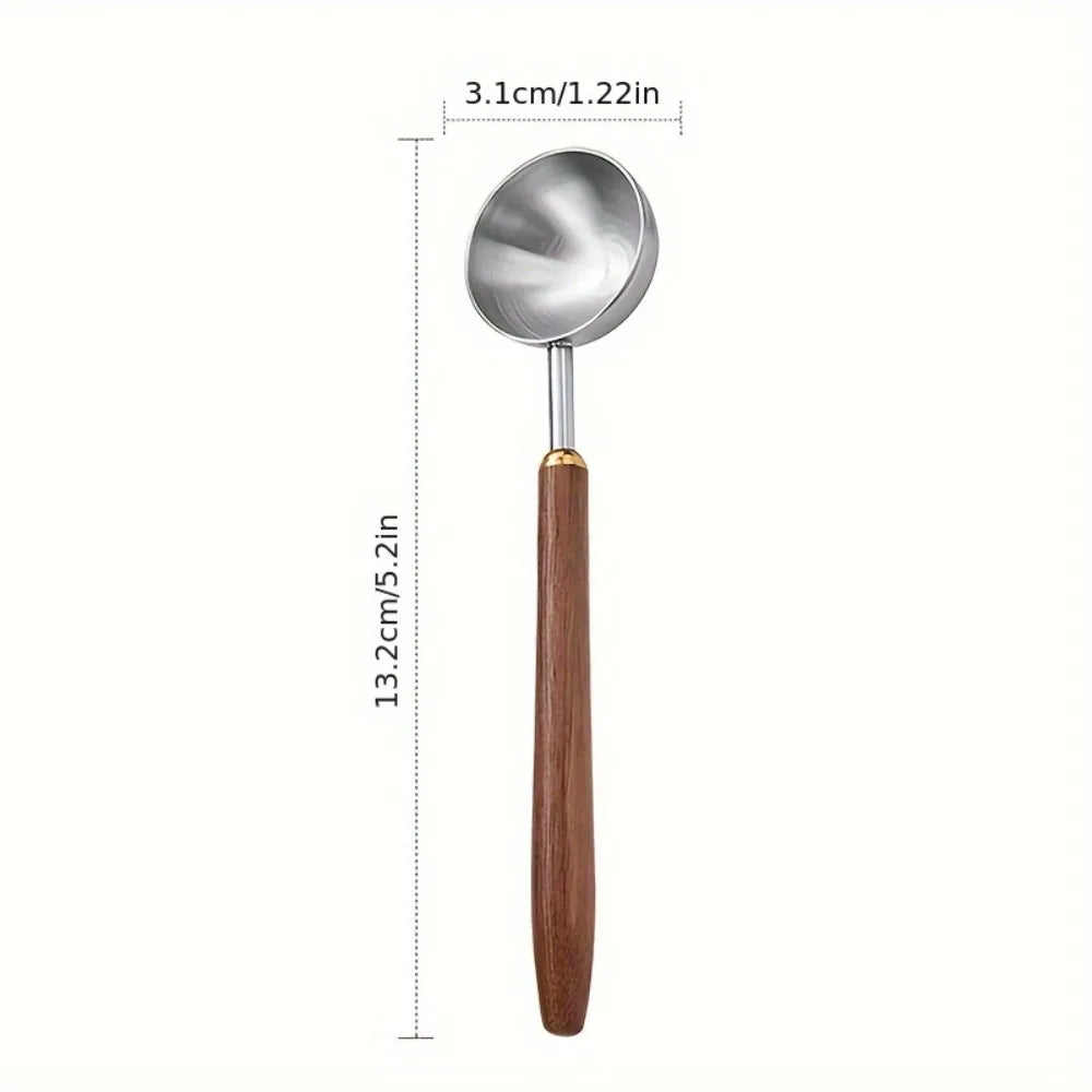 30ml Walnut Wood Coffee Scoop Stainless Steel Long Handle Measuring Spoon for Coffee Tablespoon Kitchen Tool Cafe  Accessories
