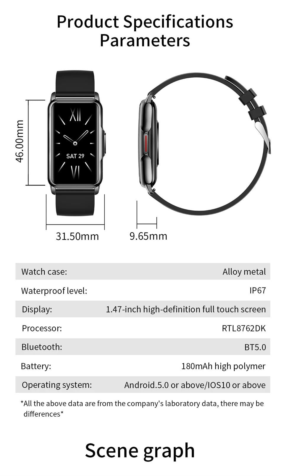 Smart Bracelet Women Smartwatch Men Heart Rate Blood Oxygen Waterproof Sport Fitness Smart Band Watch Call Reminder Ladies+Gift