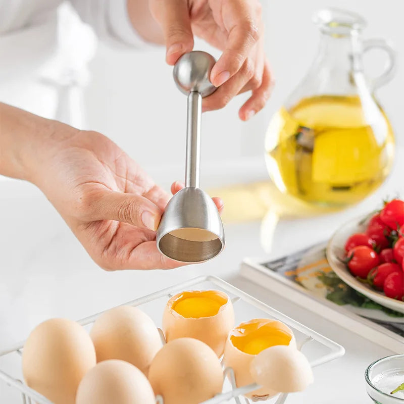 Egg Shell Opener Stainless Steel Egg Cup Holders Hard Soft Boiled Egg Topper Cutter Cracker Kitchen Tools Gadget for Cooking