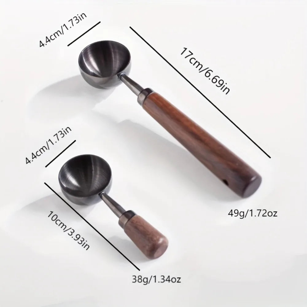 30ml Walnut Wood Coffee Scoop Stainless Steel Long Handle Measuring Spoon for Coffee Tablespoon Kitchen Tool Cafe  Accessories