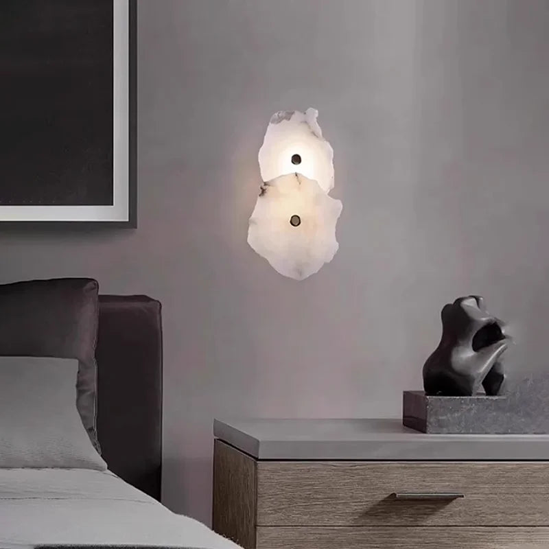 Modern Natural Marble All Copper LED Wall Lamp Dining Room Bedroom Bedside Living Room Indoor Creative Decoration Wall Light