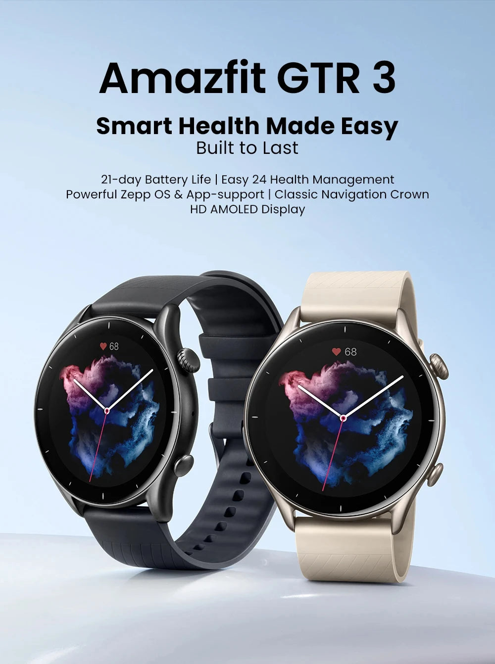Amazfit GTR 3 Alexa Built-in Smart Watch For Men Women Play Music 1.39" AMOLED Display 21Day Battery Life Refurbished Watch
