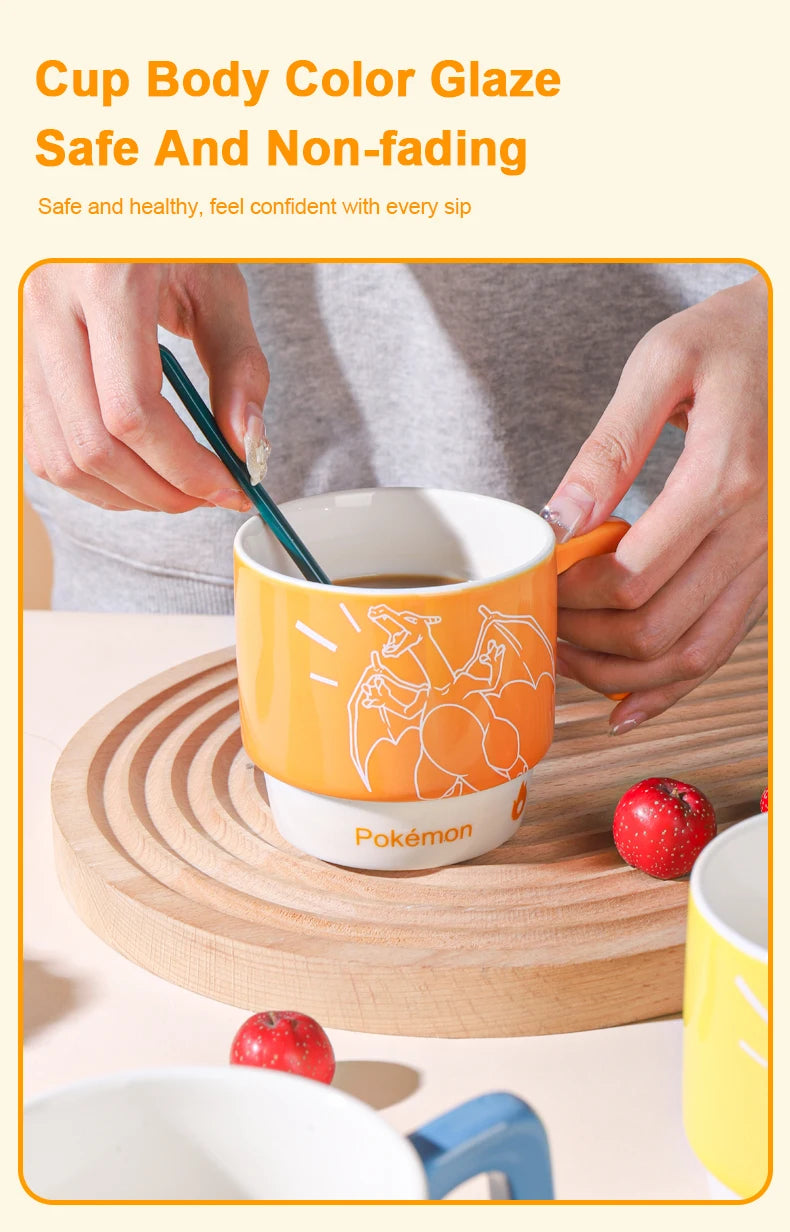 SHUNXIANG Pokémon Licensed Cartoon Ceramic Mugs Stackable Coffee Milk Tea Cups Cute Pattern Children Milk Cup Gift