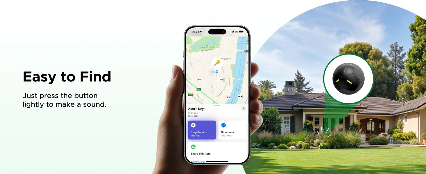 【Soccer-Shaped Design】UGREEN FineTrack Smart Finder Tracker for iOS Apple Find My | 5-Year Battery Life | IP68 Waterproof