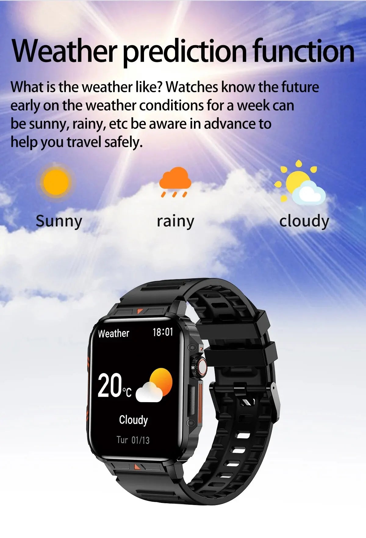 2025 New Rugged Military Sports Smart Watch 1.95 inch 300mAH Bluetooth Fitness Tracker reloj hombre Smarthwhatch For Android IOS