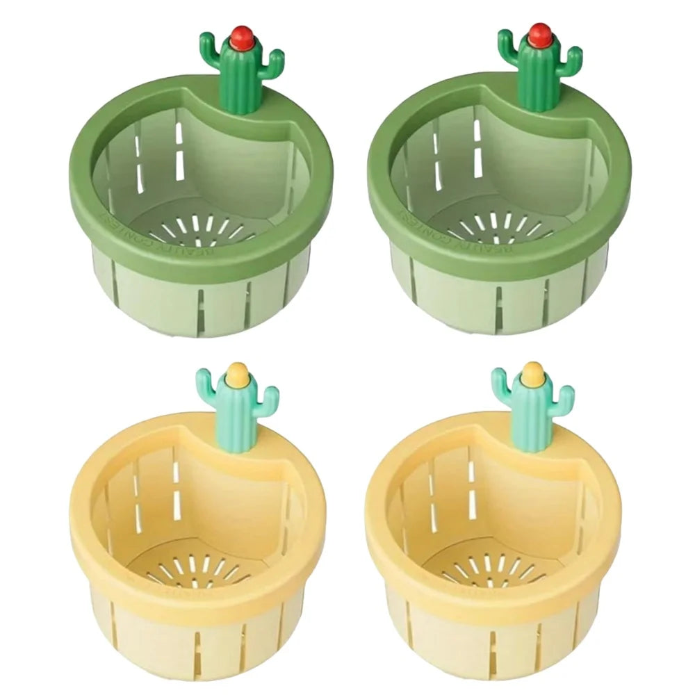 1-5pcs Cactus Sink Drain Strainer Press Automatic Dumping Basket Multi-functional Use Filter Net for Tub Kitchen Waste Collector