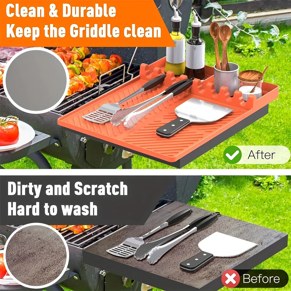 1PC，Silicone Grill Mat Mat Drip Pad Spatula Mat Food Grade BBQ Pad Outdoor Grill Kitchen Grill Side Shelf Tools Griddle Tools