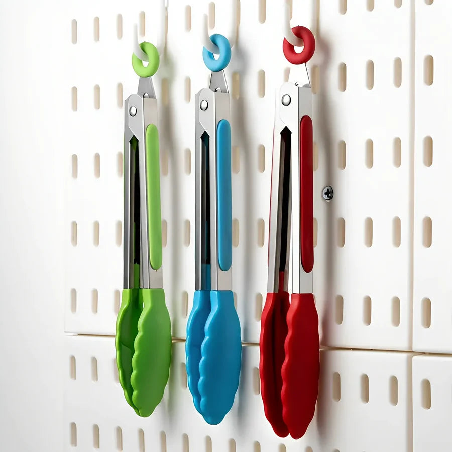 Anti Slip Cooking Serving Tongs Stainless Steel Food Clip Bread Salad Tong Heat-Resistant Barbecue Clips Kitchen Cooking Tool
