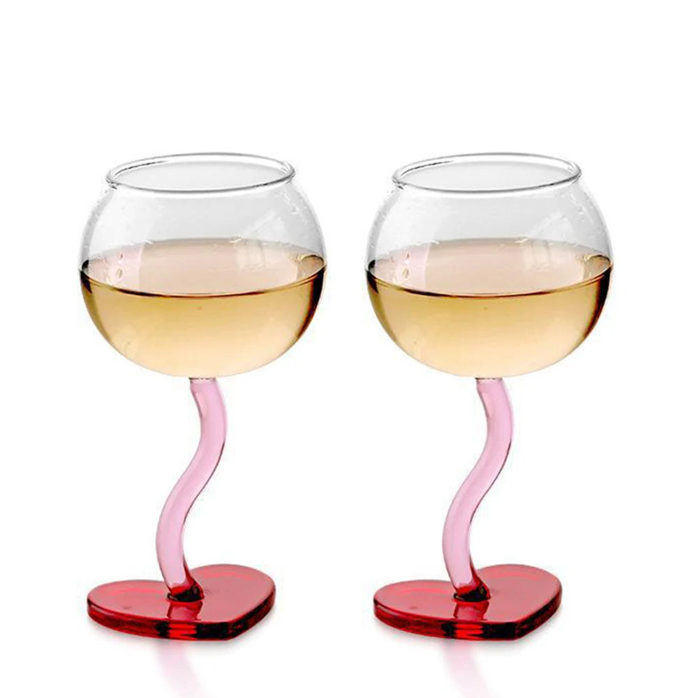 1PC Heart Shaped Wine Glass Goblet High Borosilicate Glass for Wedding Birthday Anniversary Valentine's Day Gift