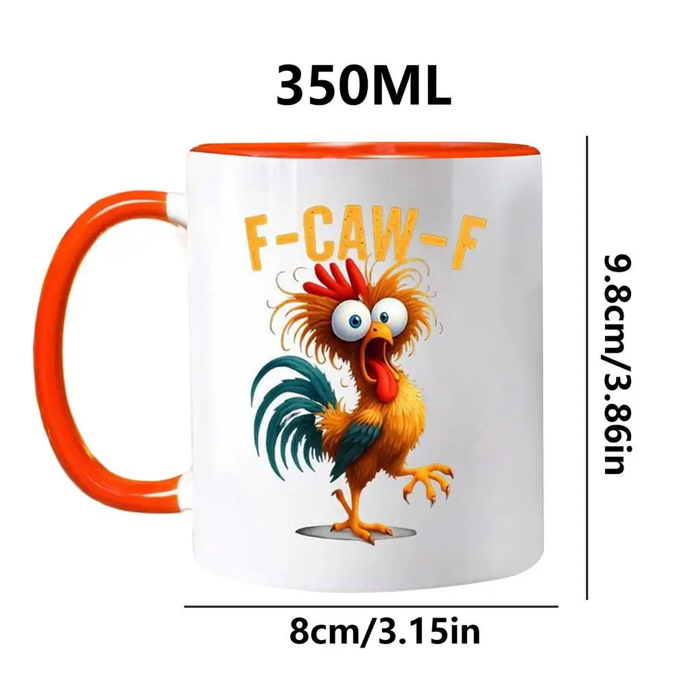 Funny F-Caw-F Chicken Coffee Mug 350ml Novelty Beverage Container Ceramic Coffee Mug Tea Cup Gifts For Men Women Friends Family