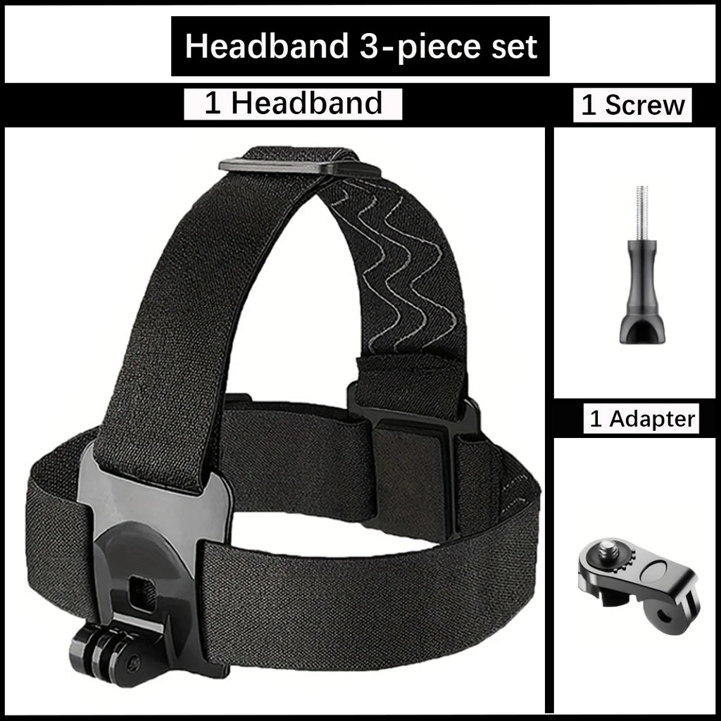 Adjustable Headband And Chest Band Shooting Stand for Mobile Phones And Action Cameras Compatible with GoPro DJI And More