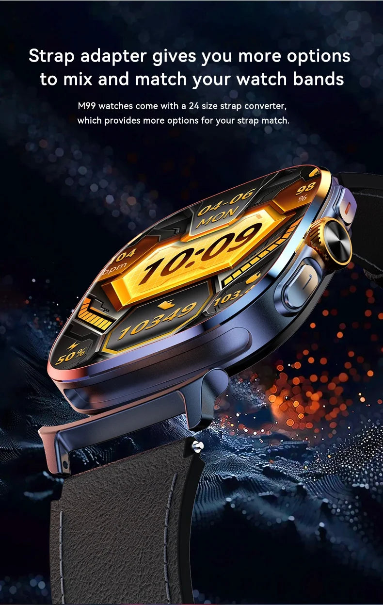 M99 4G 5G Cellular Version Smartwatch 2.4inch Amoled Larger Screen Android 10 Smart Watch With Rotary Camera Sim Card Slot WIFI