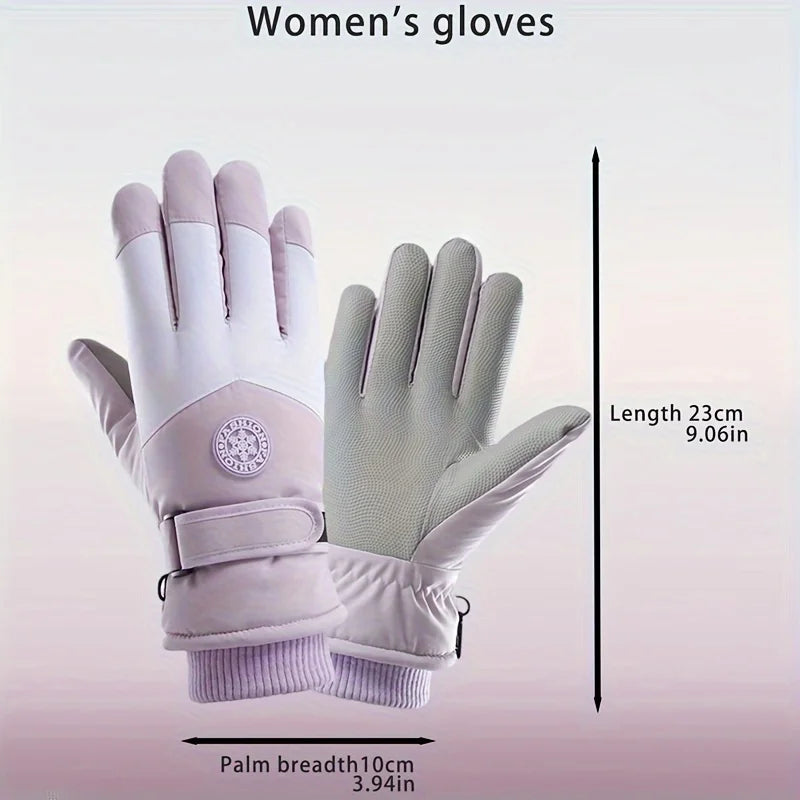 Autumn and winter women's gloves touch screen windproof and warm riding snow play men's and women's warm gloves