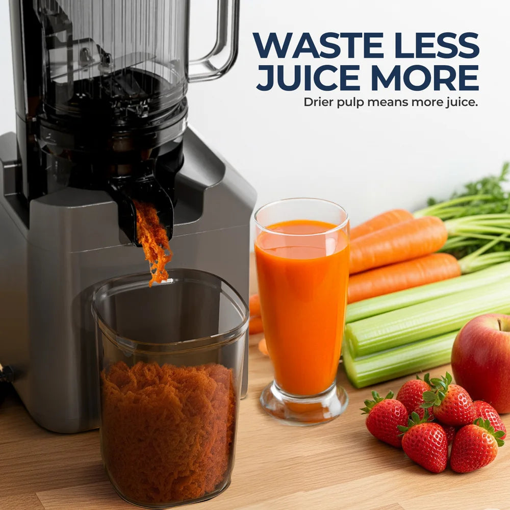 ROUNY Slow Juicer, Cold Press Extractor with Filter-Free, Easy Clean Electric Fruit Juicer Machine with Large Caliber,  Black