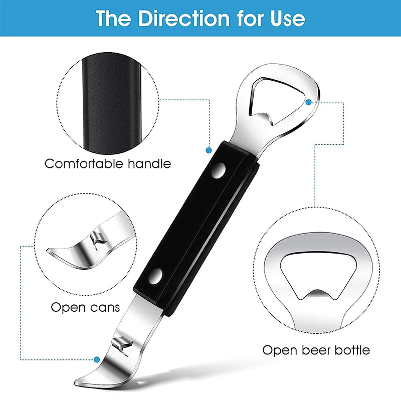 LMETJMA Can Punch Bottle Opener Manual Stainless Steel Can Beer Bottle Opener Small Bottle Opener Can Tapper for Camping JT177