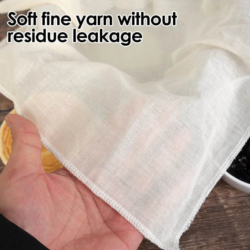 Reusable Nut Milk Cloth Bag Strainers Unbleached Natural Cotton Cheesecloth Cheese Yogurt Tofu Filter Kitchen Fine Mesh Strainer