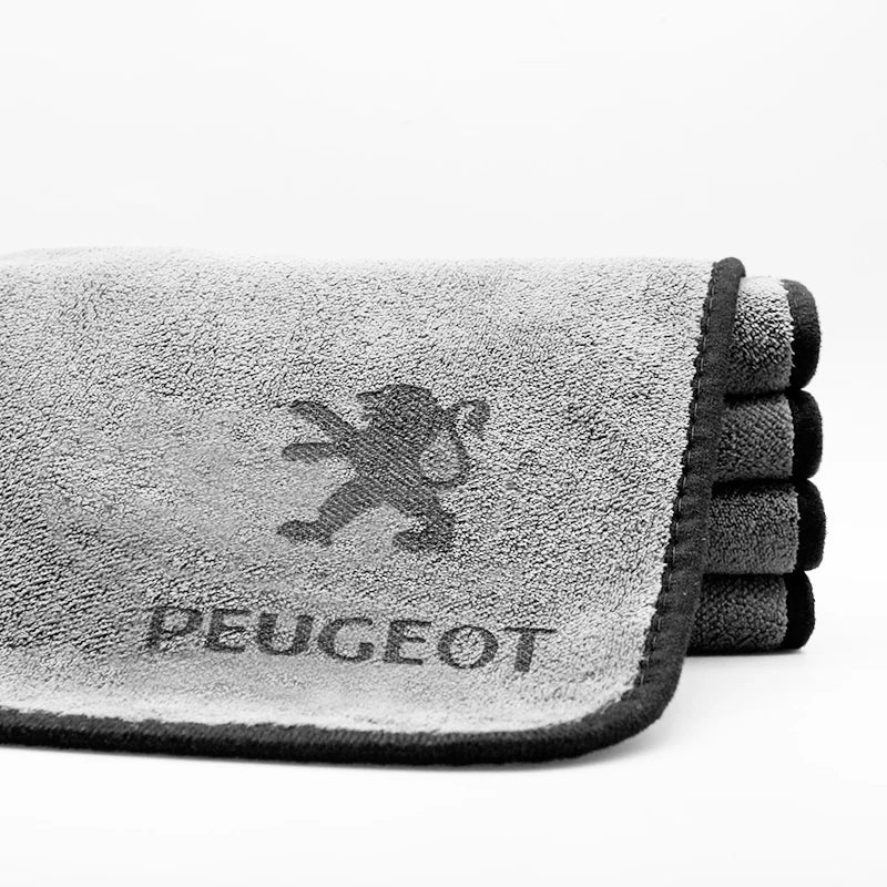 Car Emblem Wash Microfiber Towel Cotton Cleaning Drying Rag Cloth For Peugeot 3008 408 5008 508 107 208 2022 607 2008 Accessorie