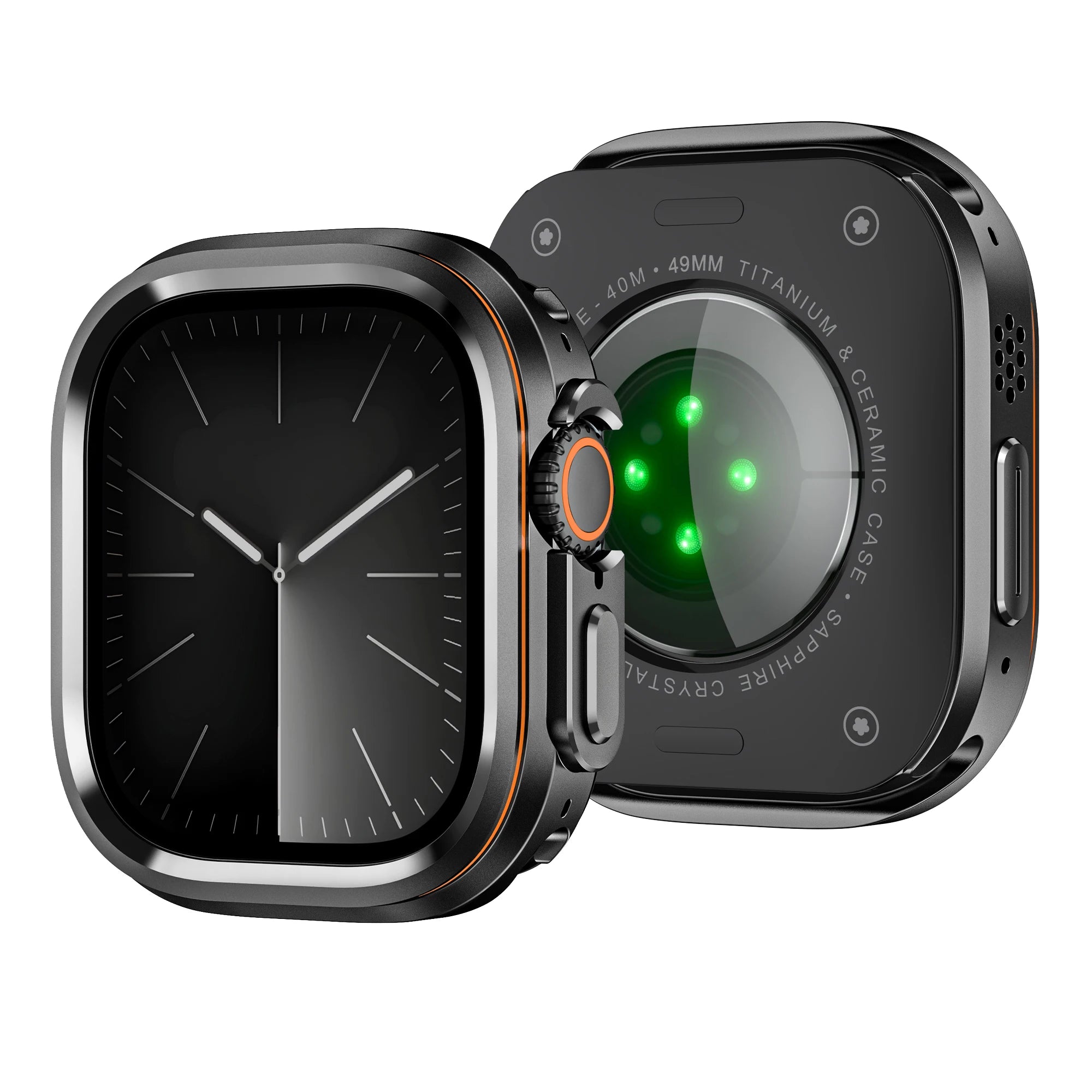 Halo Style Case for Apple Watch Ultra 2 3 49mm Metal Alloy Cover Hard Bumper for IWatch Ultra Full Protector Natural Black Color