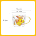 SHUNXIANG Pokémon Pikachu Glass Mugs Milk Cup Cute Drink Tableware Coffee Cup Kawaii  Transparent Water Cup with Handle Gift