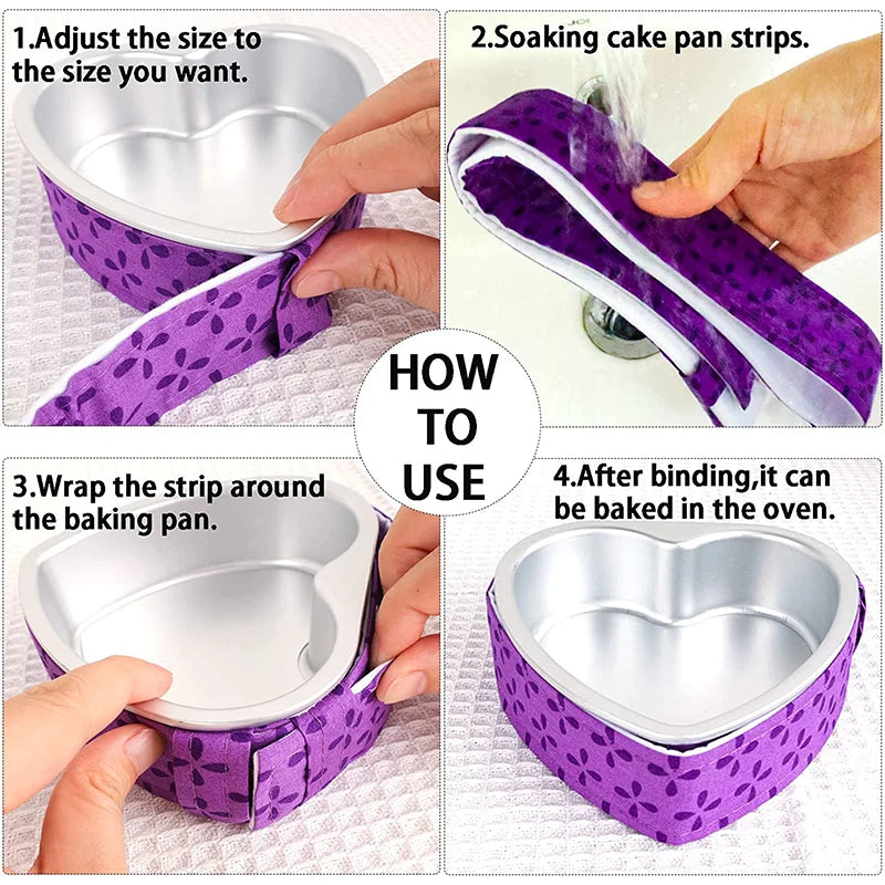 LMETJMA Bake Even Strip Cake Pan Dampen Strips Super Absorbent Thick Cotton Cake Strips Baking Tray Protection Strips JT130