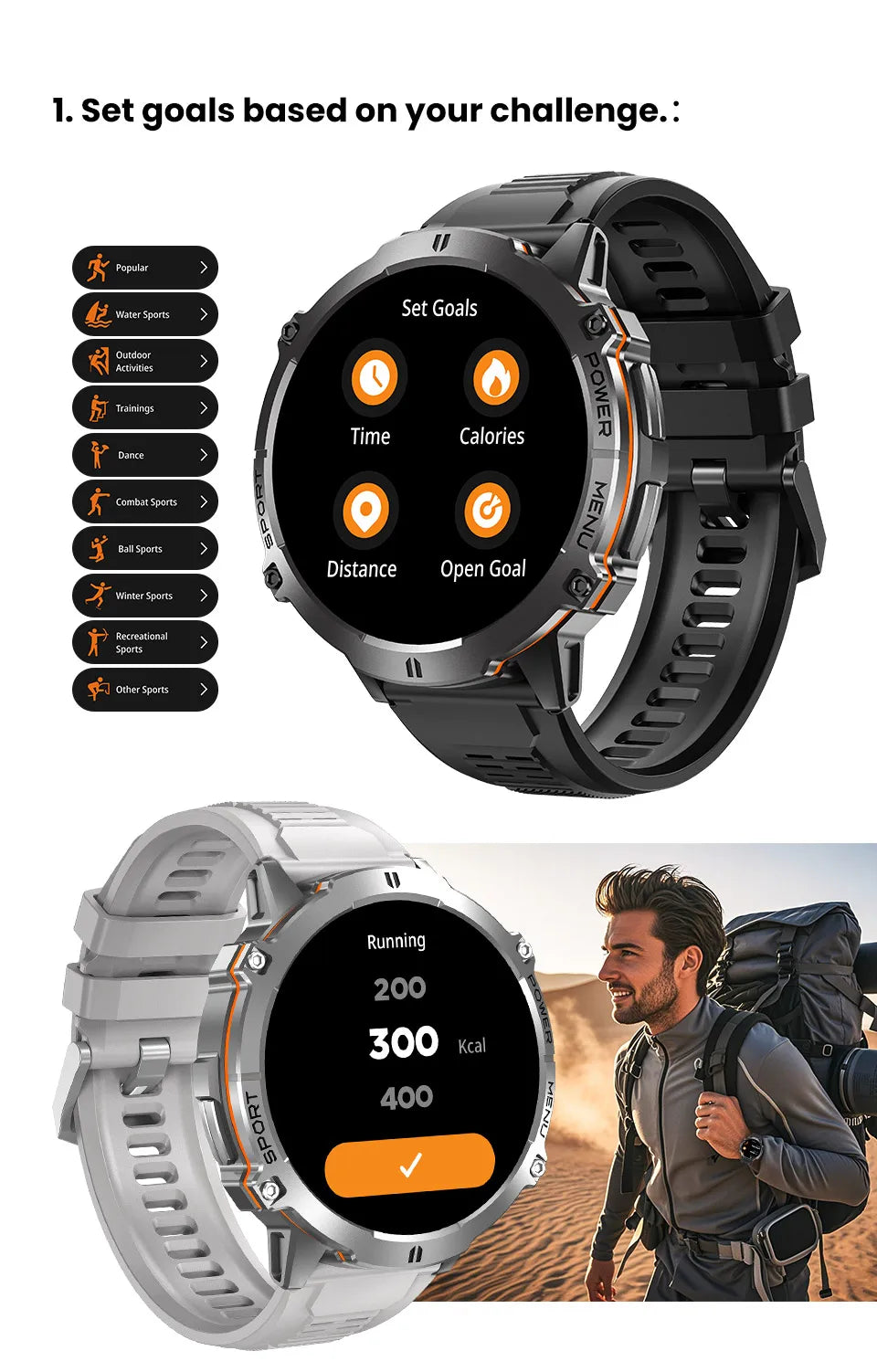 2026 Newly upgraded GPS Military Sports Smart Watch 1000mAh 1.7-inch AMOLED Compass Altimeter Call 10ATM Waterproof Sports Watch