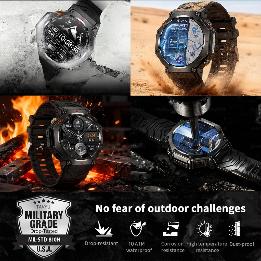 2025 New T-Rex 3 Ultra GPS Smart Watch Men 10ATM IP68 Waterproof Built-in Dual-band GNSS Compass Military Sport Smart Watch