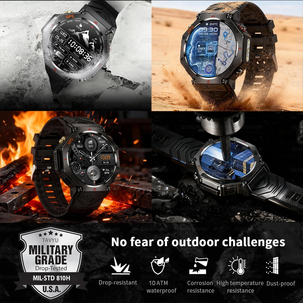 2025 New T-Rex 3 Ultra GPS Smart Watch Men 10ATM IP68 Waterproof Built-in Dual-band GNSS Compass Military Sport Smart Watch