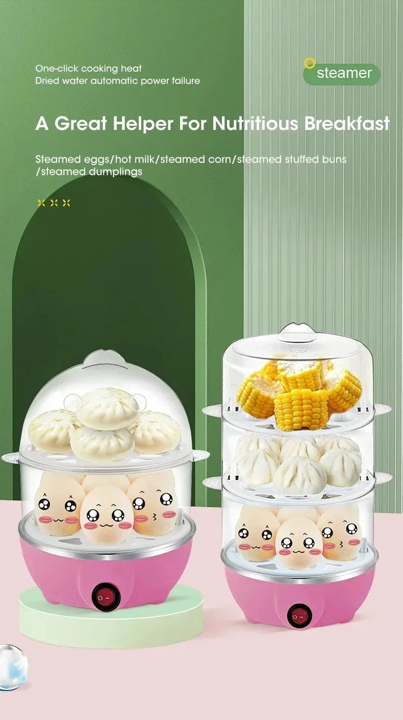 Electric Egg Steamer Cooker 7 Egg Capacity with Auto Power Off Compact Breakfast Machine for Steamed Custard Hard Soft Boiled
