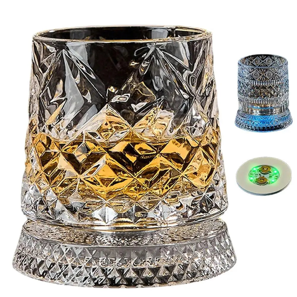 1set 260ML Rotating Whiskey Glass Creative Crystal Premium Beer Cup Str Relief Liquor Cup With Base Straight Drink Mold Wine Gla
