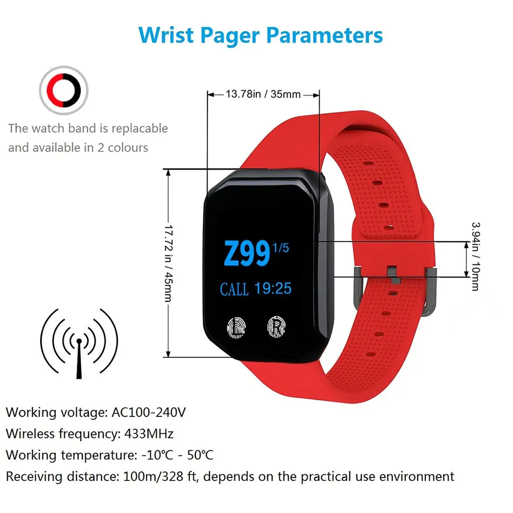 2PCS Wireless Call Button + 1 Watch Receiver Wireless Calling System For Nurse Call Caregiver Pager Elderly Care Clinic