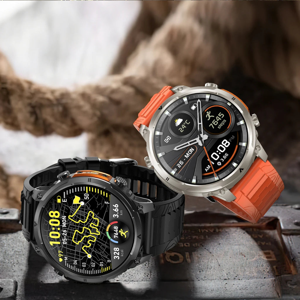 Luxury Military GPS Men Smartwatch Wrist Fitness Clock BT Call 1ATM Waterproof Sports Smart Watches for Android IOS Phones 2026