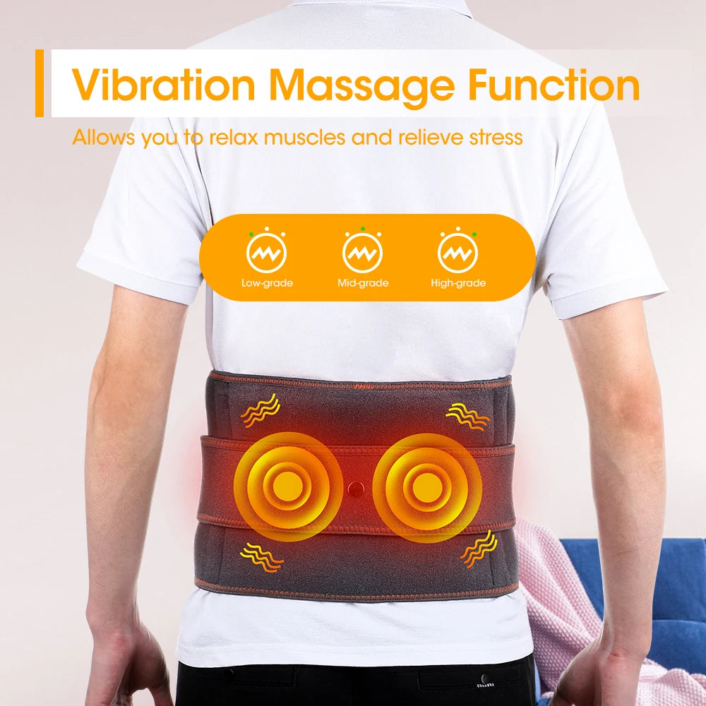 Electric Heating Waist Massage Belt Infrared Vibration Hot Compress Lumbar Brace Spine Protect Massager Back Support Belt