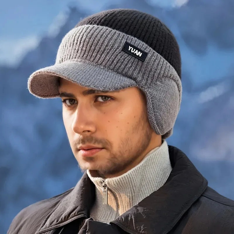 Dual-Tone Knit Baseball Cap - Outdoor Activities | Fashionable Dad Hat with Ear Protection | Perfect for Couples Hats for Men