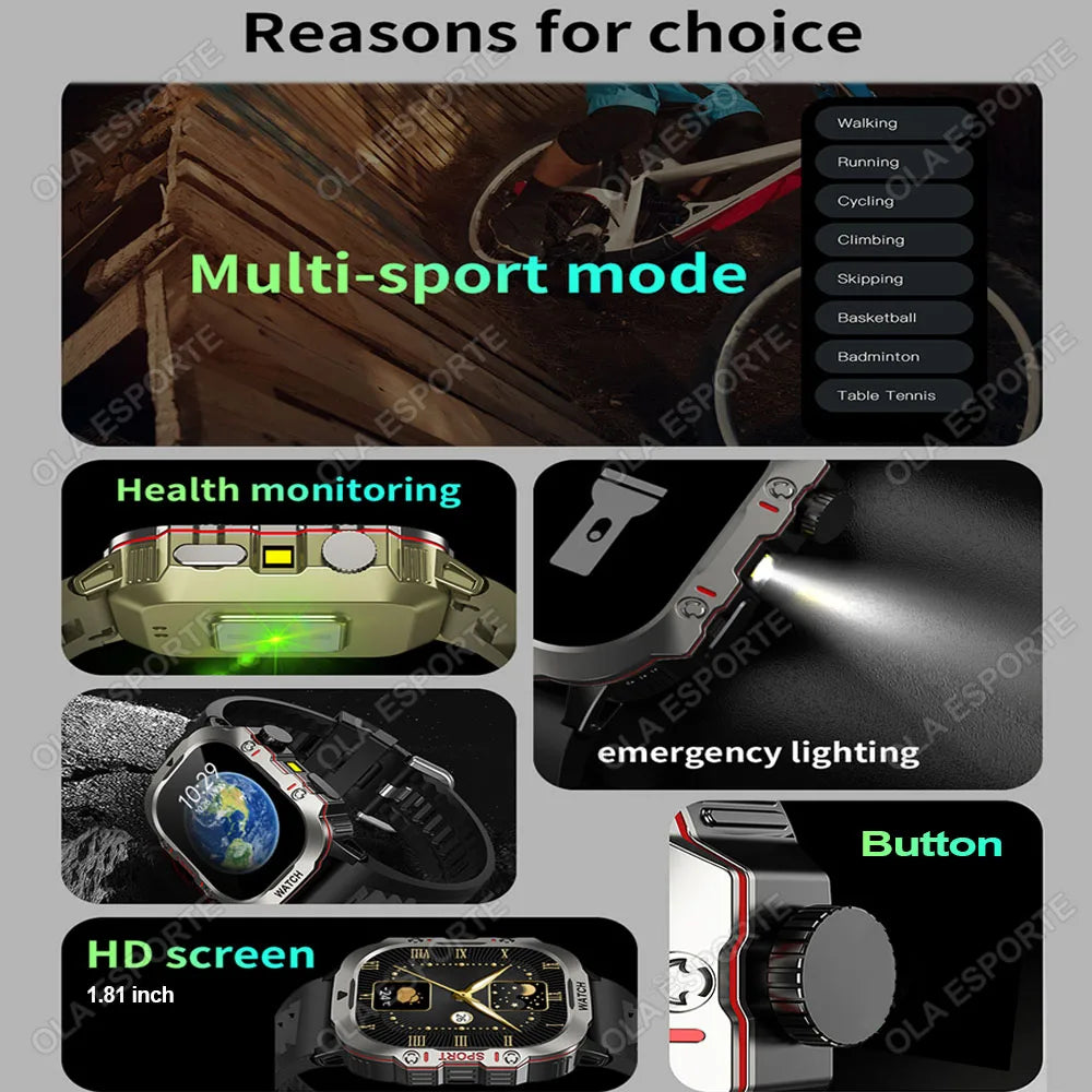 2025 New Rugged Military GPS Smart Watch Men Bluetooth Call Health Monitoring AI Voice Sport Waterproof Smartwatches For Android