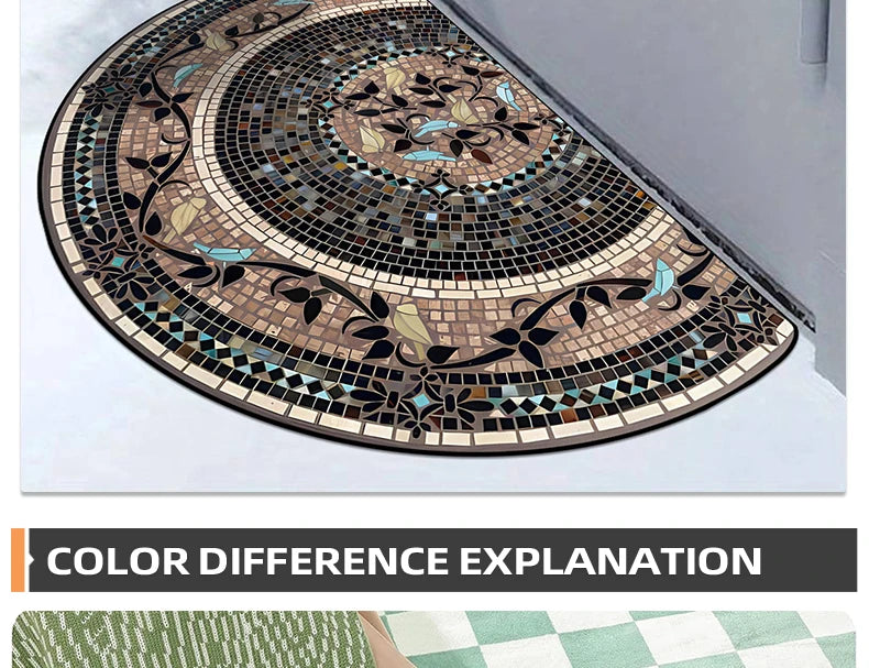 Entrance Carpet Anti-slip Dirt-resistant Wear-resistant Door Rug Semicircular Imitation Marble Texture Welcome Floor Mat 현관 카펫