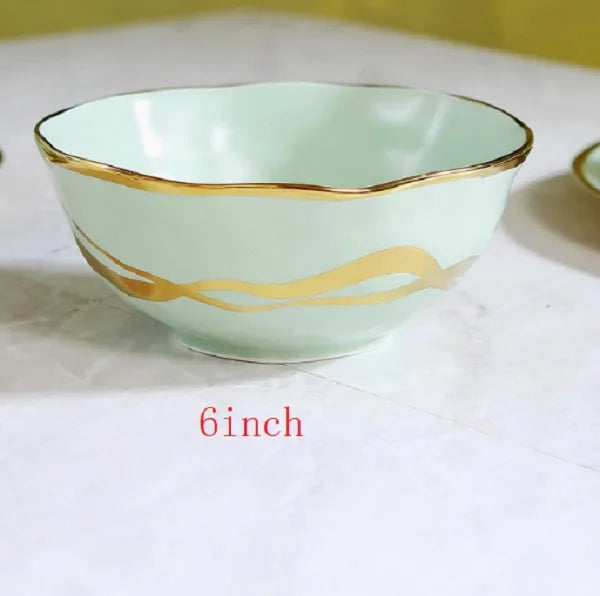 European style gold-plated ceramic Western food plate, hotel Western restaurant, home fruit pastry plate