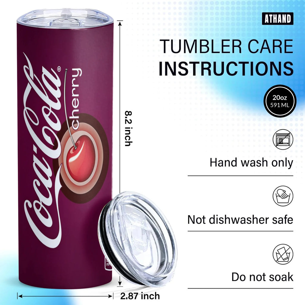 20oz Tumbler Cherry Lemon Orange juice Coke Can Vacuum cup Double Stainless Steel Water Bottle with Straw for Hot or Cold Drinks