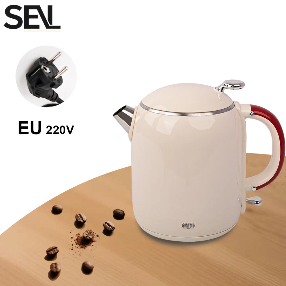 1.0L Anti-Scald Electric Kettle, Seamless Electric Kettle, 304 Stainless Steel Household Fast Boiling Kettle for Coffee Brewing