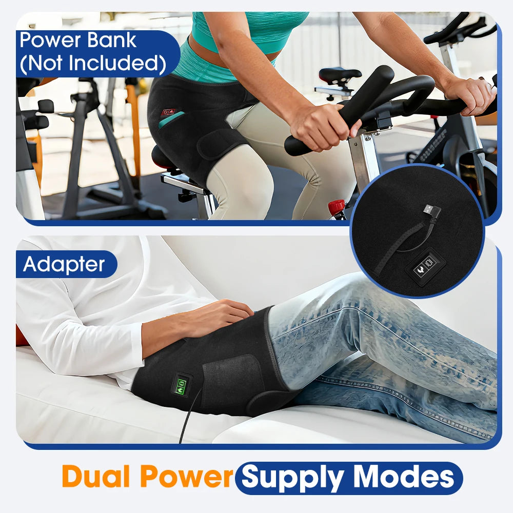 USB Electric Hot Hip Vibration Massager 3 Level Heating Hip Support Wrap Infrared 660nm LED Beads,Thigh Hip Groin Protect Belt