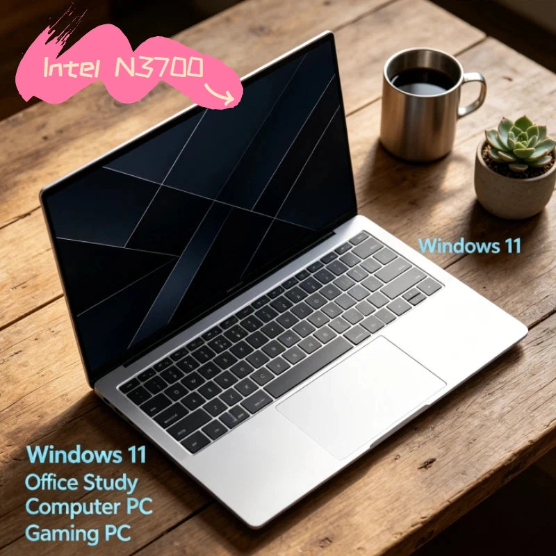 Windows11 Notebook Inflexible Sturdy 15.6" Intel N3700 Portable Laptop 32GB DDR4 2TB SSD Pc Gamer Office Computer