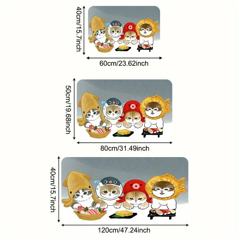 Cat Chef Kitchen Mat - Non-Slip Thick Polyester Rug for Kitchen Living Room Porch Balcony, Cute Home Decor Floor Pad