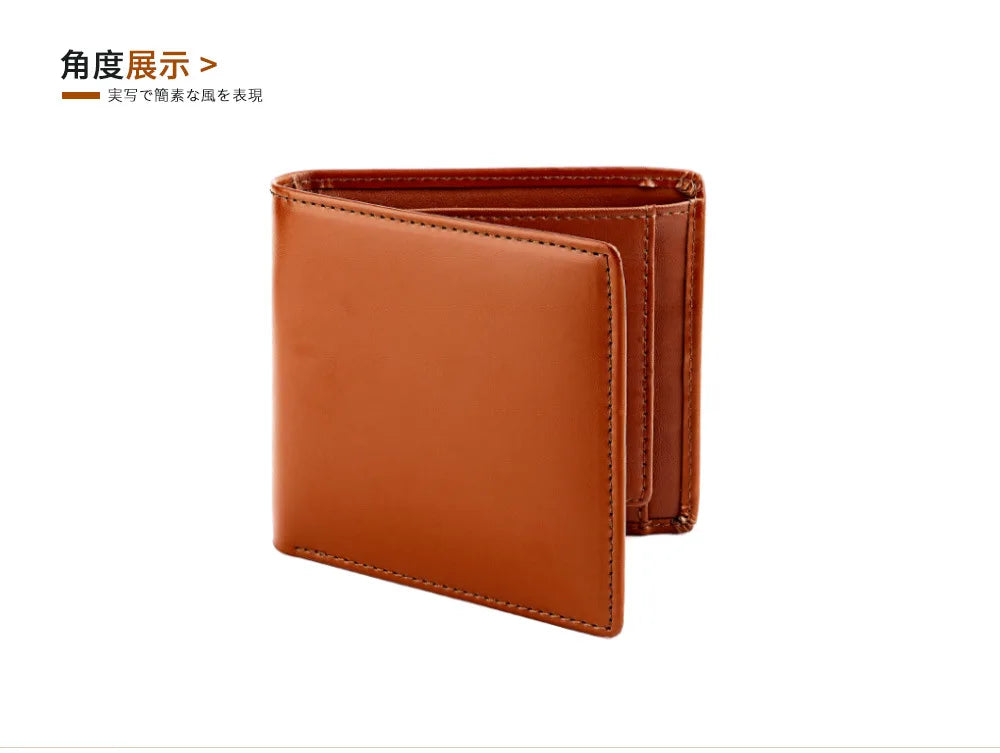 New Genuine Leather Men's Wallet Japanese Style Short Cowhide Multi-card Slot Coin Purse Wallets