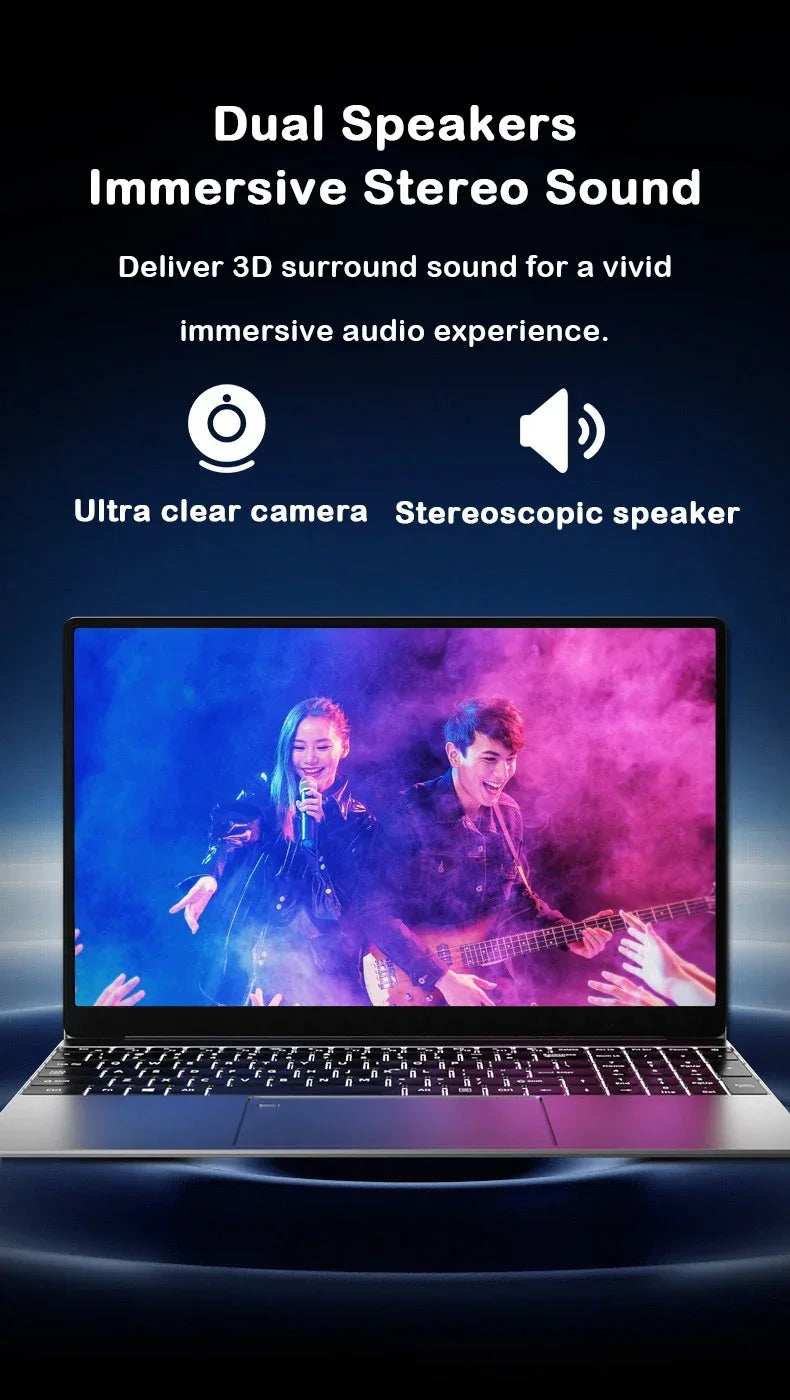 Durable Strong 15.6" Portable Laptop I9-9880H Windows11 32GB DDR4 2TB SSD Pc Gamer Office Computer