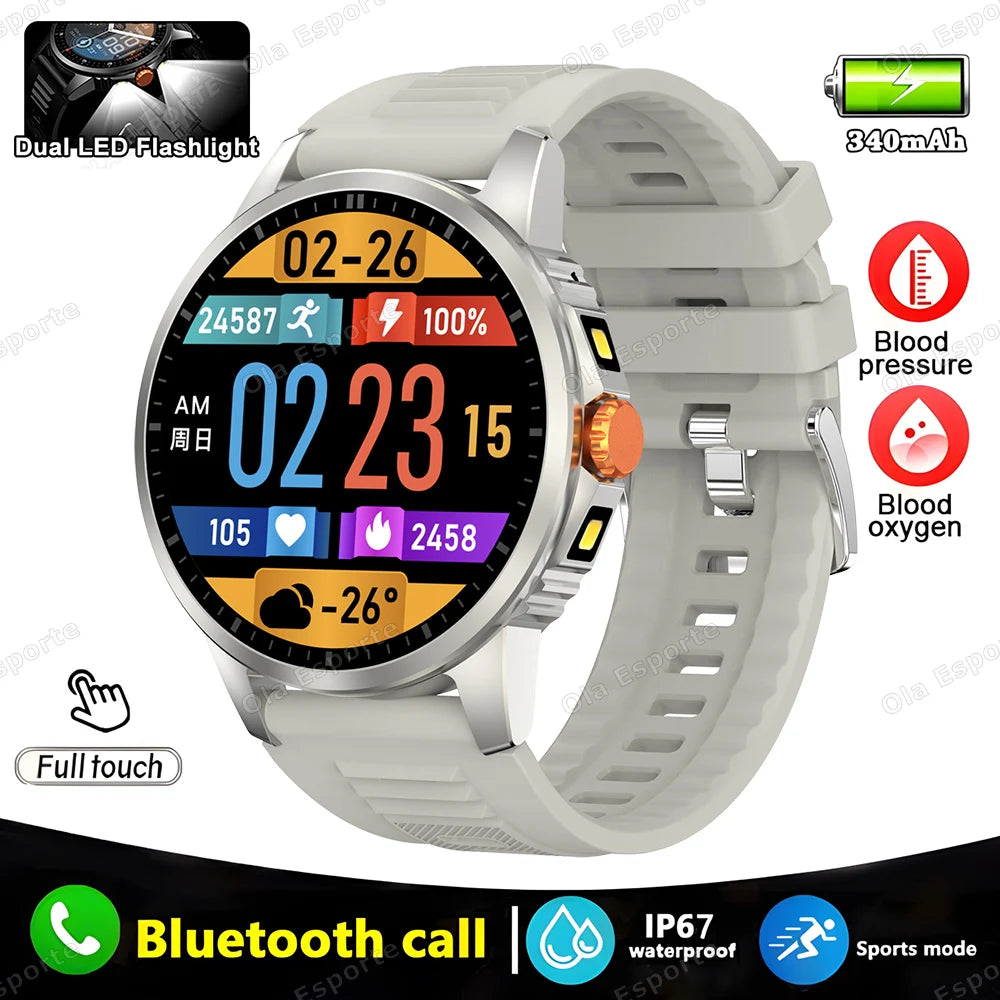 2025 New Men's GPS Sports Smart Watch 1.53'' AMOLED Display LED Flashlight Heart Rate Bluetooth Call 5ATM Waterproof Smartwatch