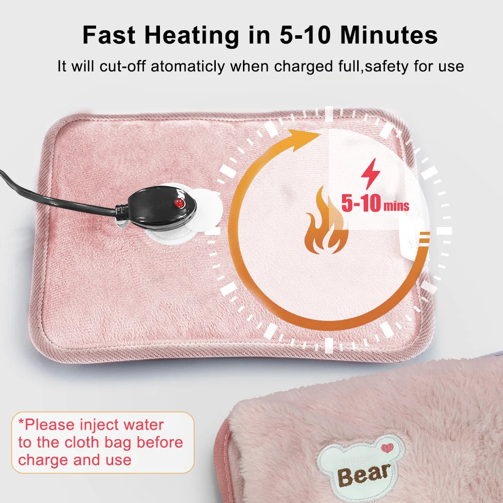 Electric Hot Water Bag Winter Portable Soft Electric Hand Warmer Rechargeable Reusable Explosion-Proof Warming Hand Pillow