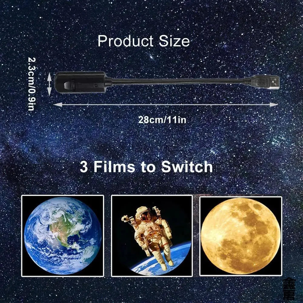 USB Ceiling Moon Earth Projection Atmosphere Light Starry Sky Lamp Night Light Romantic Bedroom Decoration Galaxy Projector