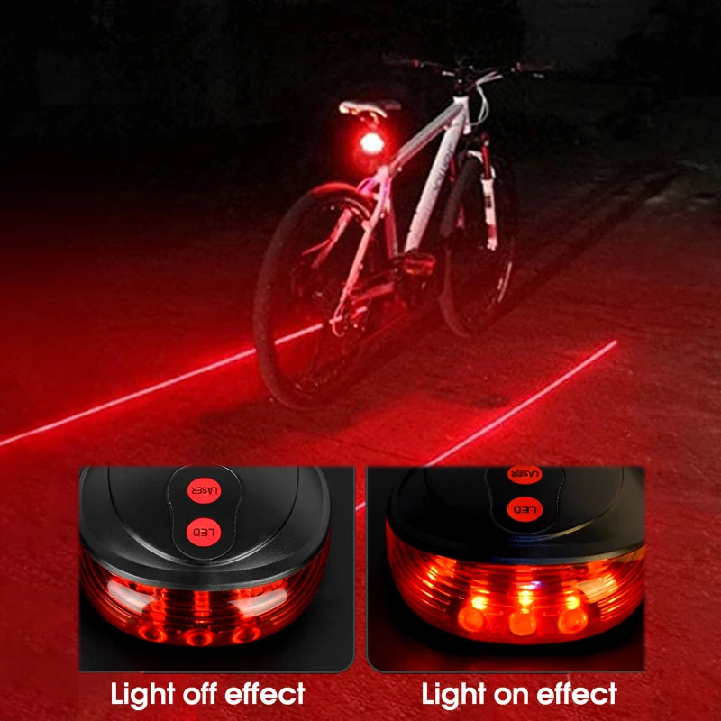 Bicycle Bike LED Lights  2 Lasers 5 LED Waterproof Cycling Taillight Safety Warning Taillight MTB Bike Rear Tail Lights