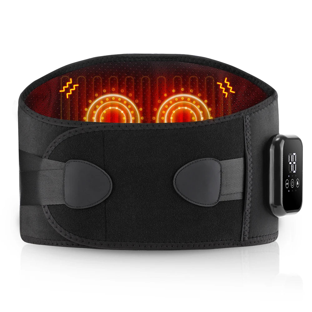 Electric Heating Waist Massage Belt Infrared Vibration Hot Compress Lumbar Brace Spine Protect Massager Back Support Belt